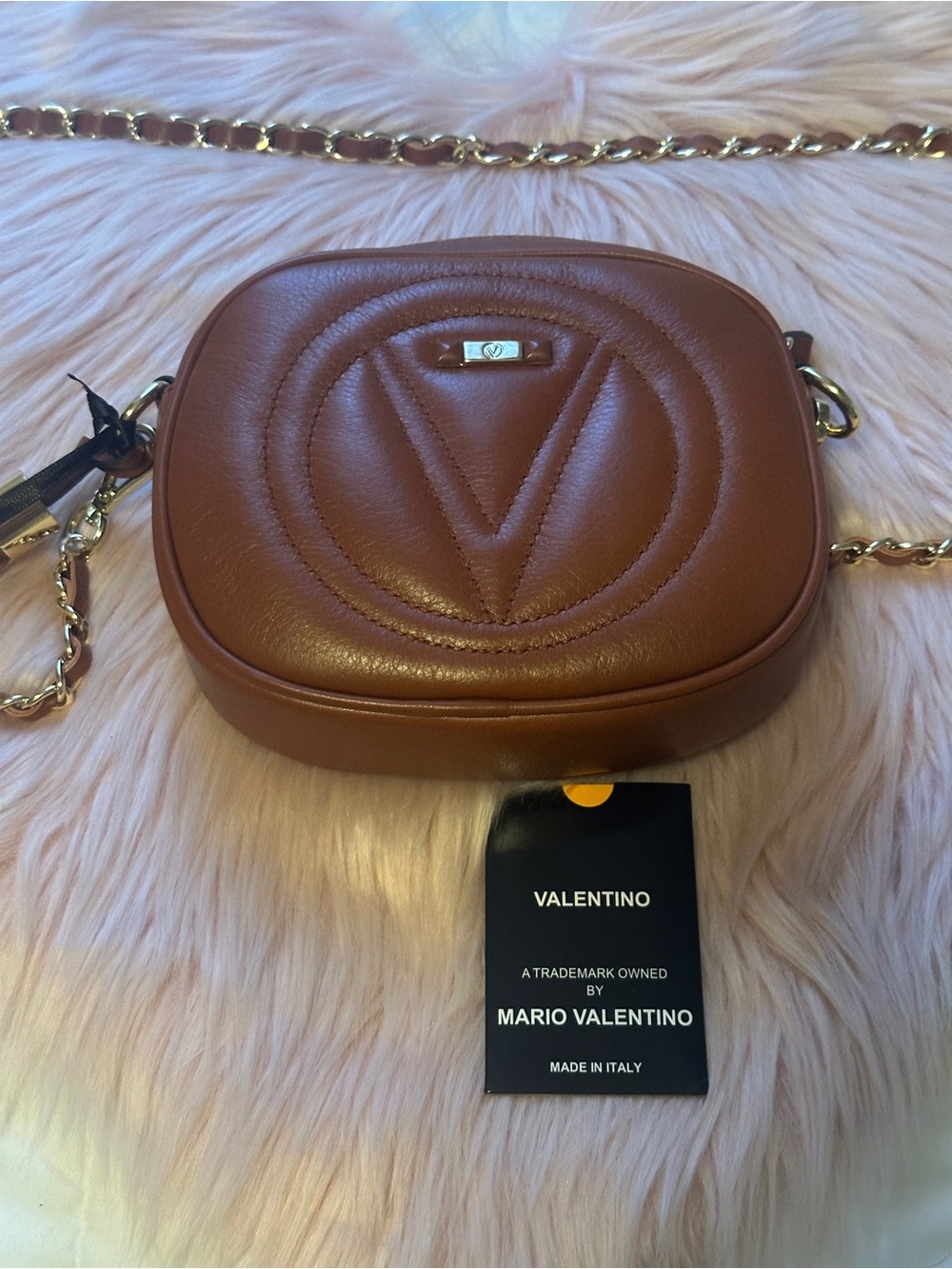 Valentino by Mario Valentino
Brown V Logo Crossbody Zip Bag w/ Dust Bag Card